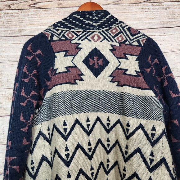 Anthropologie Srod Butterflies Aztec Print Waterfall Knit Open Cardigan Small - Picture 11 of 13